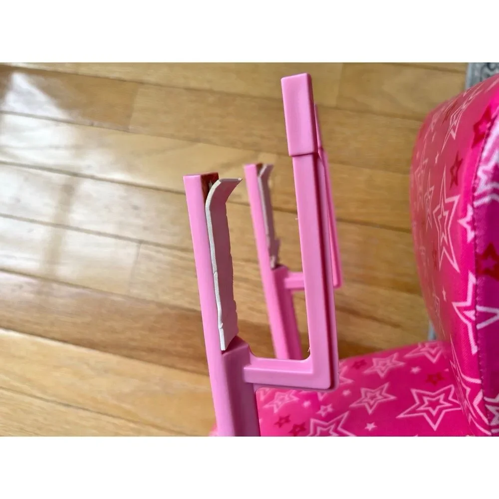 American Girl Bistro Cafe Treat Seat Slip On Doll Booster Chair Pink Stars 2017